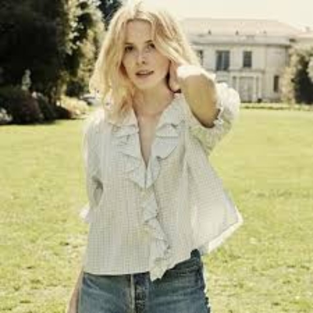 GUC Doen Henri Top in Blue Picnic Plaid, Sz XS